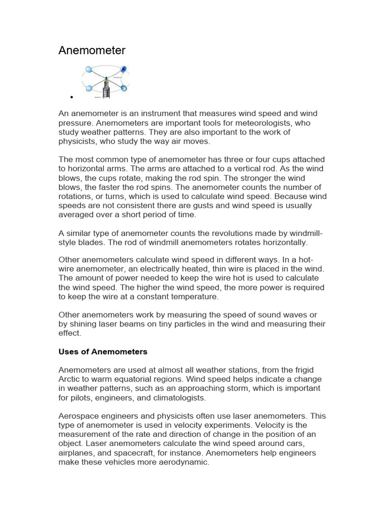 Anemometer Information | PDF