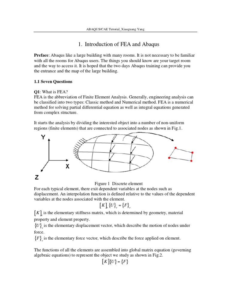 Tutorial 1 Introduction Of Fea And Abaqus Pdf Finite Element Method