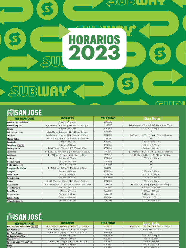Horarios Subway Cr0505 | PDF