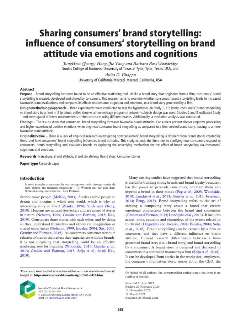 10 1108 - JPBM 07 2019 2485 | PDF | Brand | Storytelling