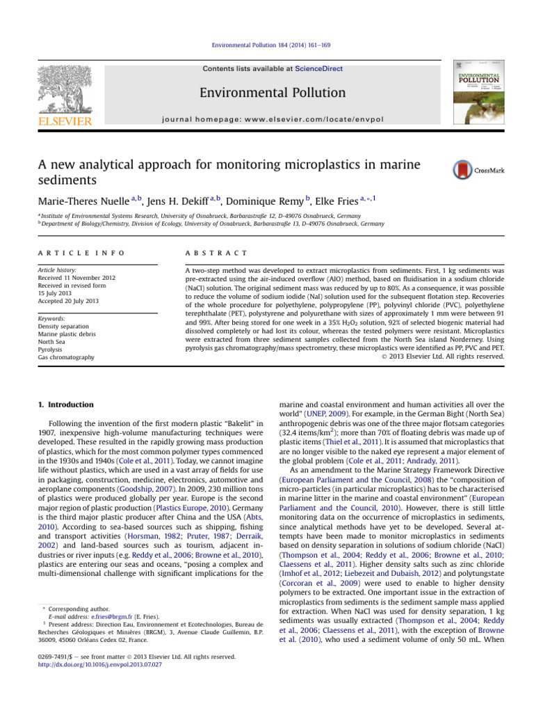 Microplastics Monitoring in Marine Sediments | PDF | Hydrogen Peroxide ...