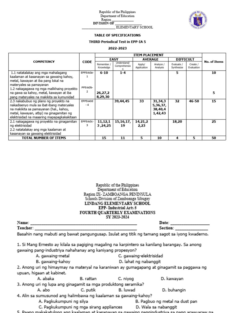 PT - Epp 5 Ia - Q3 | PDF