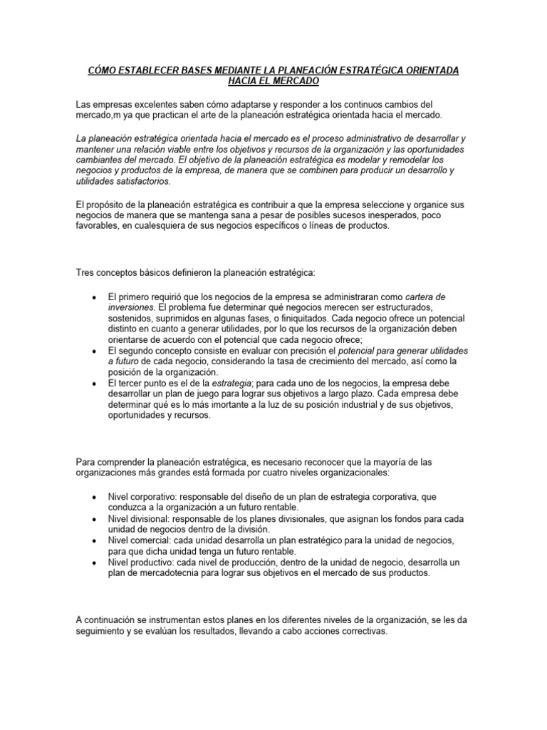 Planeación Estratégica para Empresas | PDF | Business | Marketing