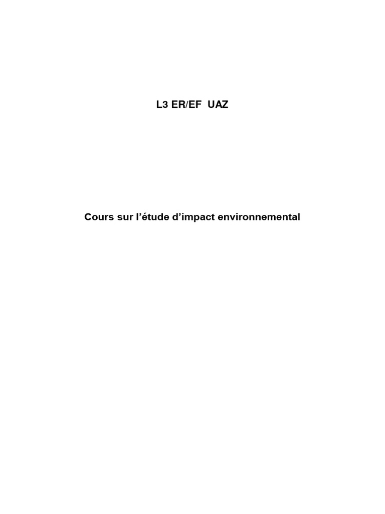 Cours sur l'Étude d'Impact Environnemental | PDF | Environnement ...
