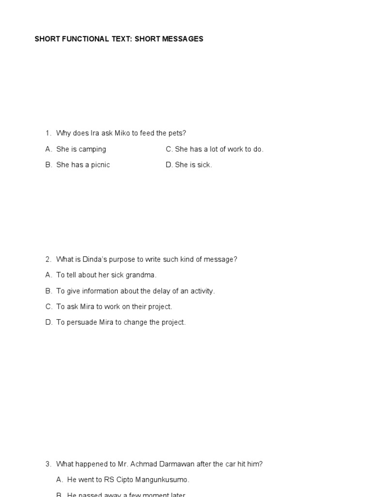 Short Functional Text: Short Messages | PDF