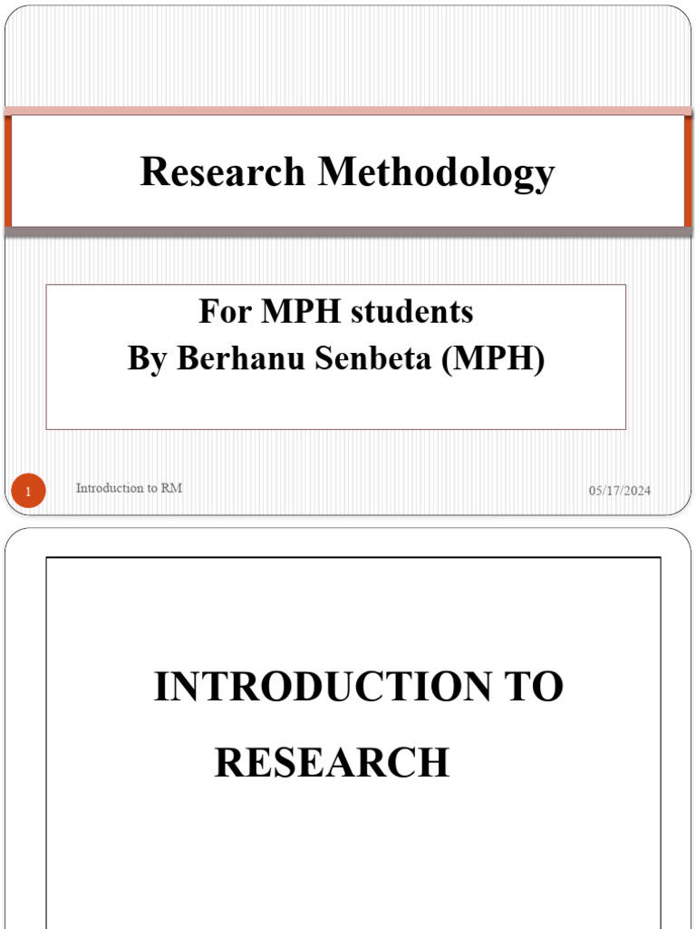 Research Methodology for MPH Students | PDF | Quantitative Research ...