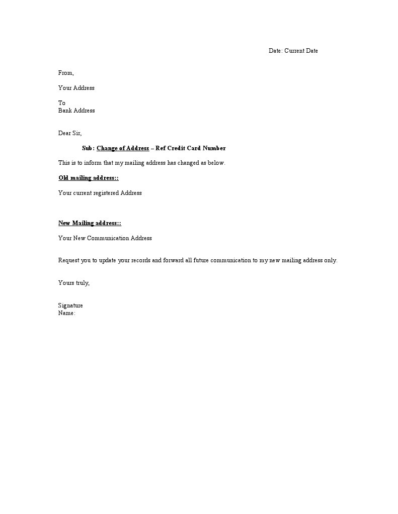 Change of Address Format | PDF | Law