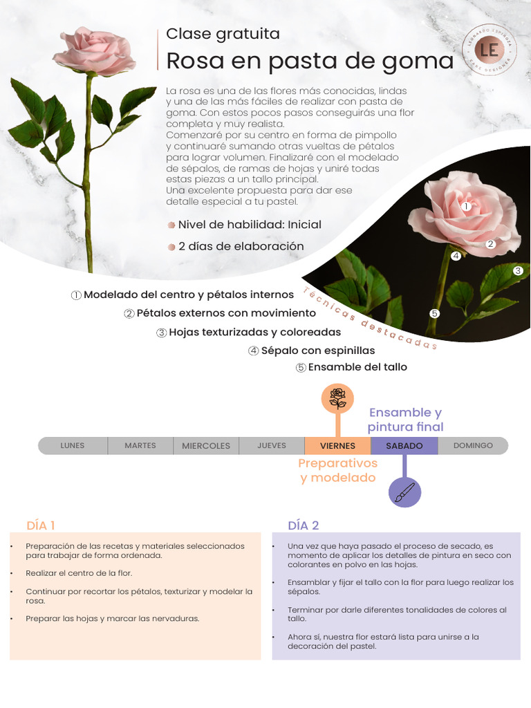 Técnica para modelar rosas en pasta de goma | PDF | Flores | Pinturas