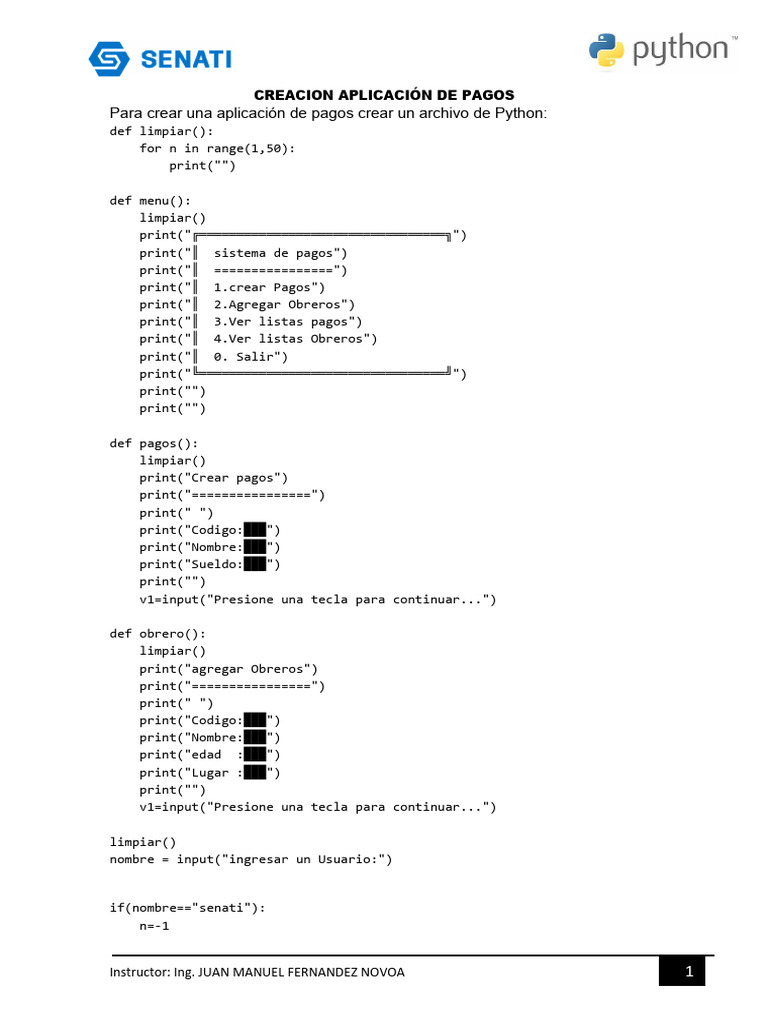 Creacion aplicaci n de pagos pdf programaci n de computadoras