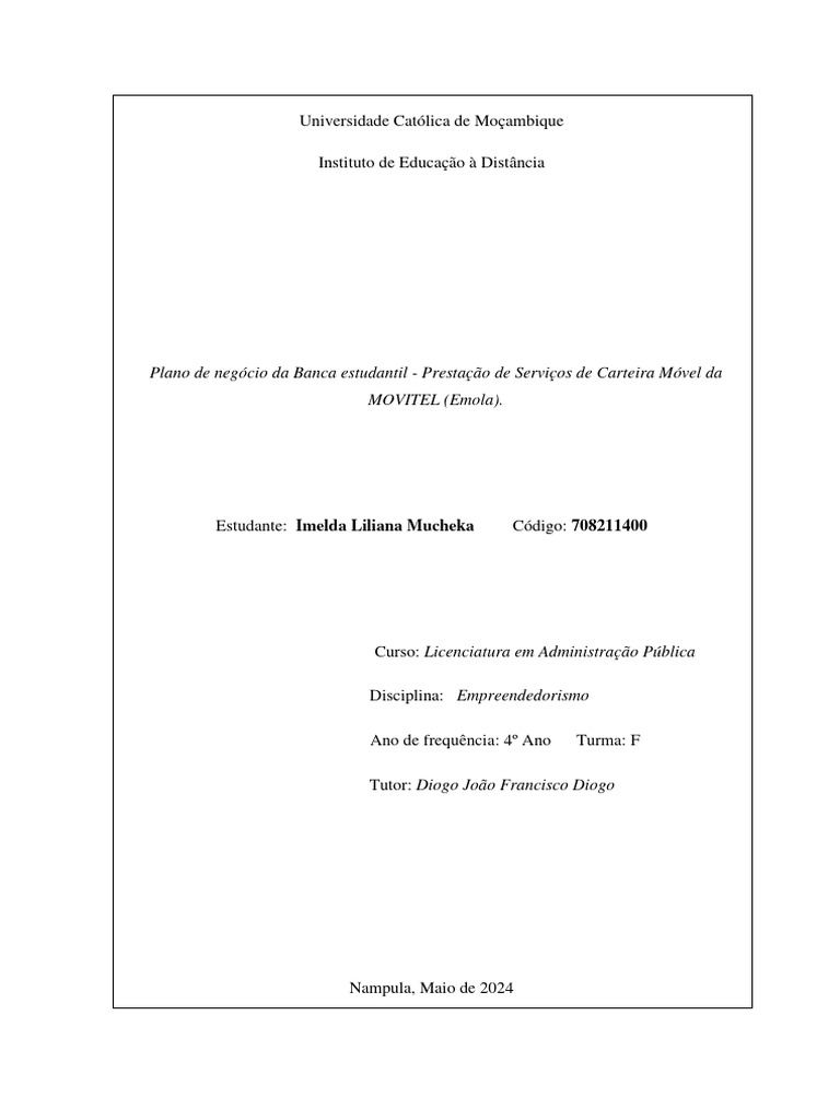 Plano de Negócio: Emola em Nampula | PDF | Business | Marketing