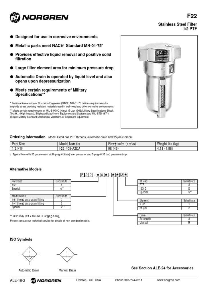 F22 Stainless Steel Filters Overview | PDF | Pressure | Corrosion