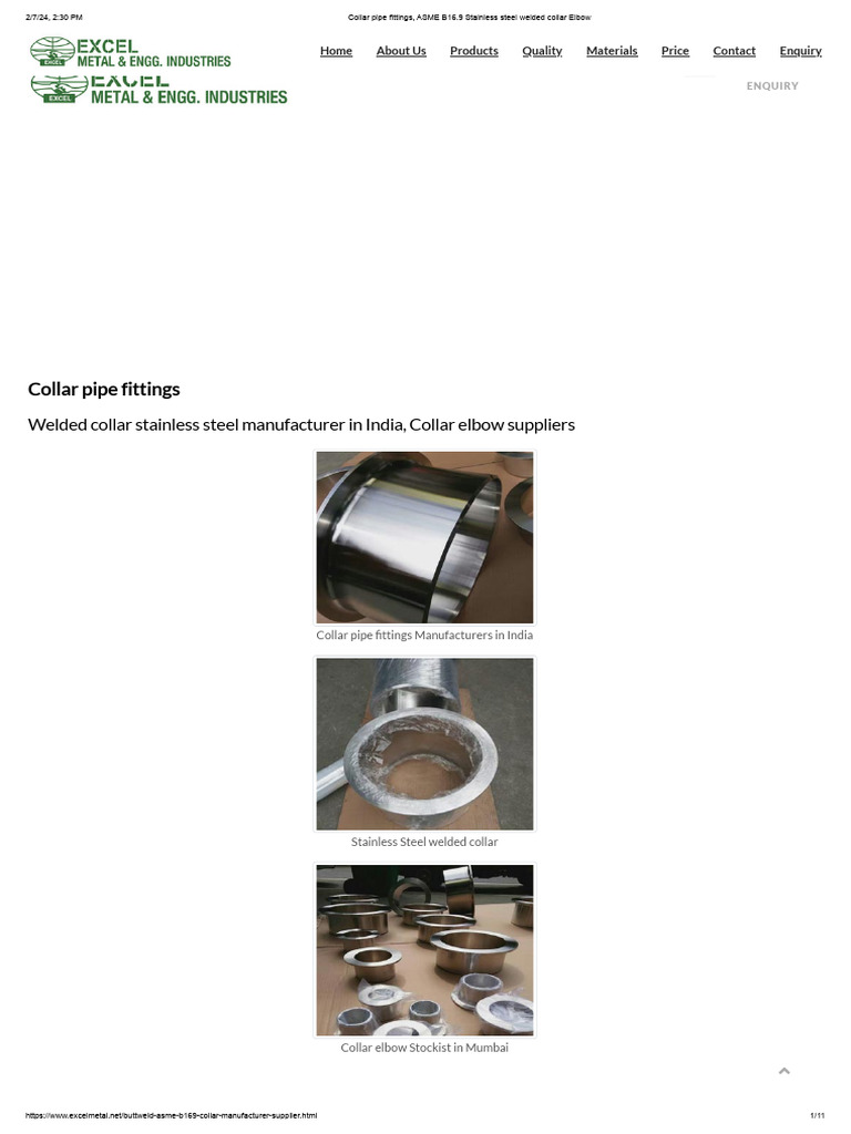 Stainless Steel Collar Pipe Fittings | PDF | Pipe (Fluid Conveyance ...