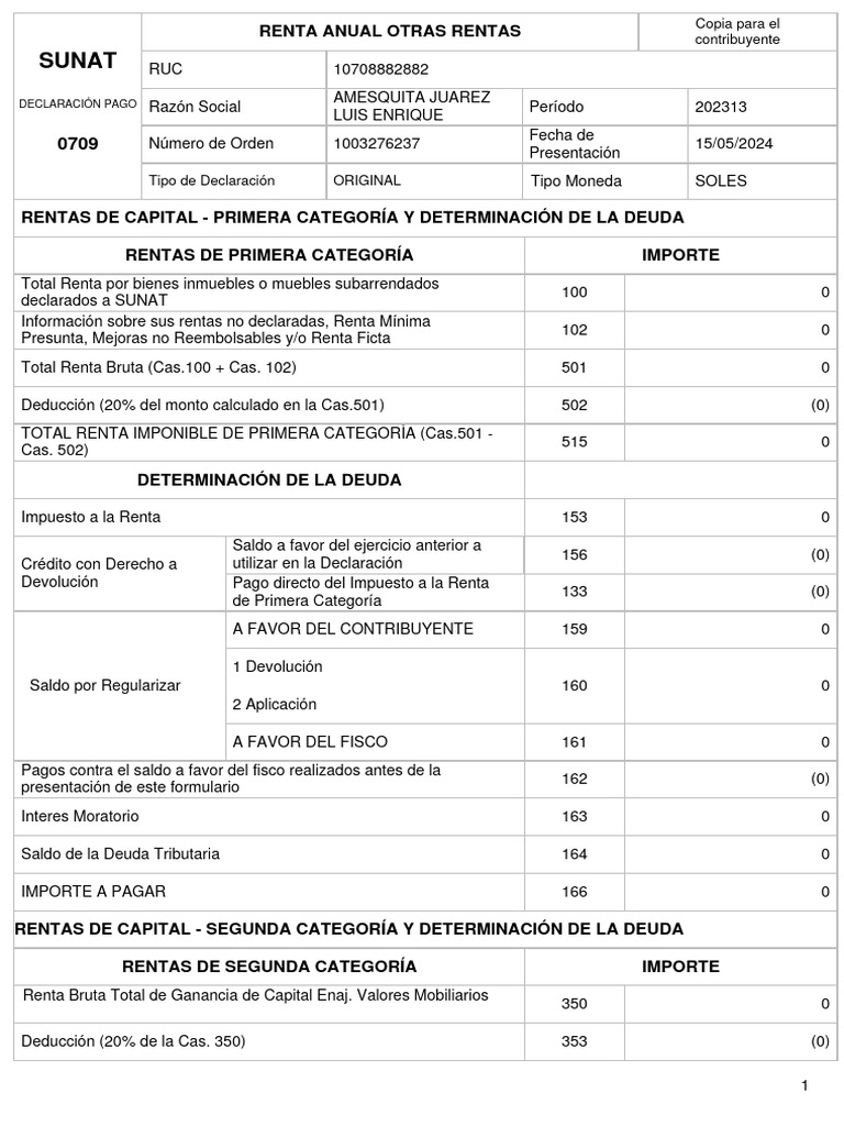 Declaración de Renta Anual SUNAT 2024 | PDF | Impuesto sobre la renta ...