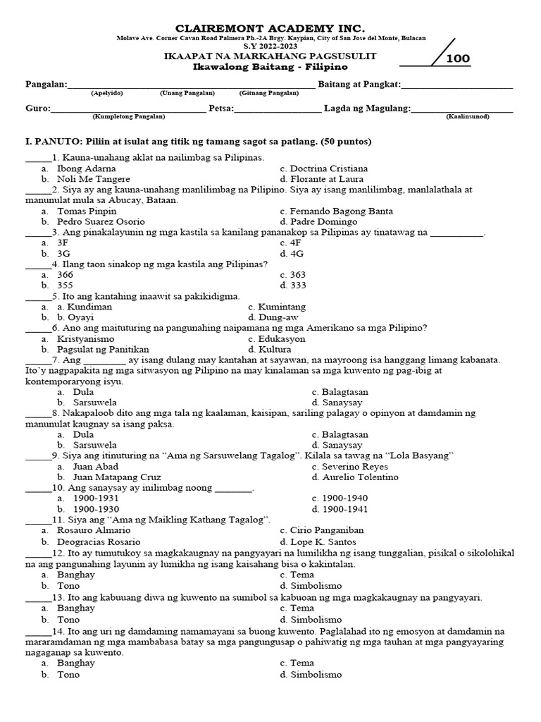 Grade 8 FIL | PDF