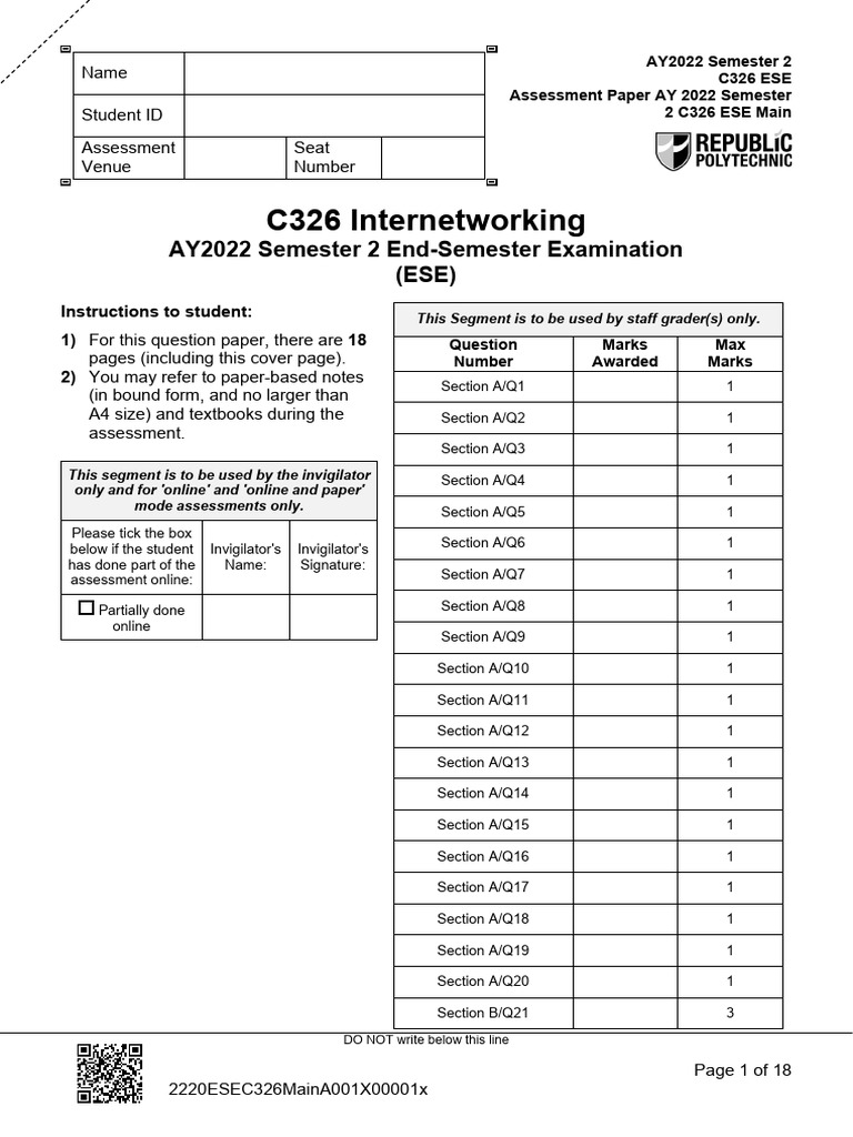 AY 2022 Sem 2 C326 ESE | PDF | Router (Computing) | Routing