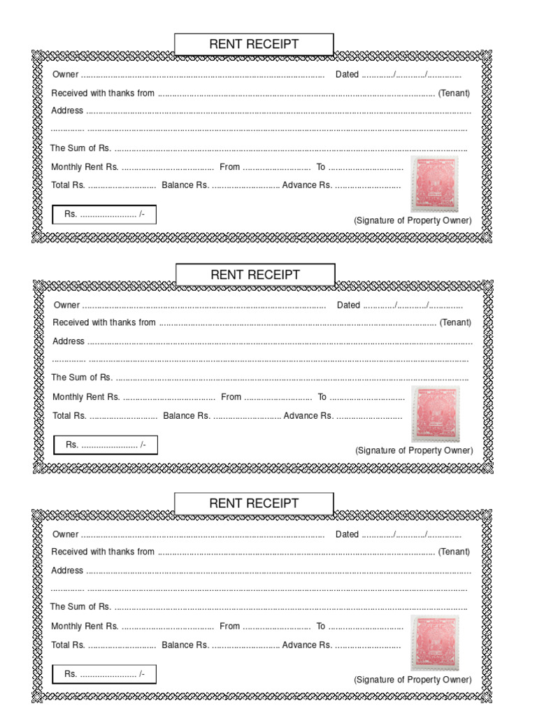 Standard Rent Receipt Template | PDF | Property | Urban