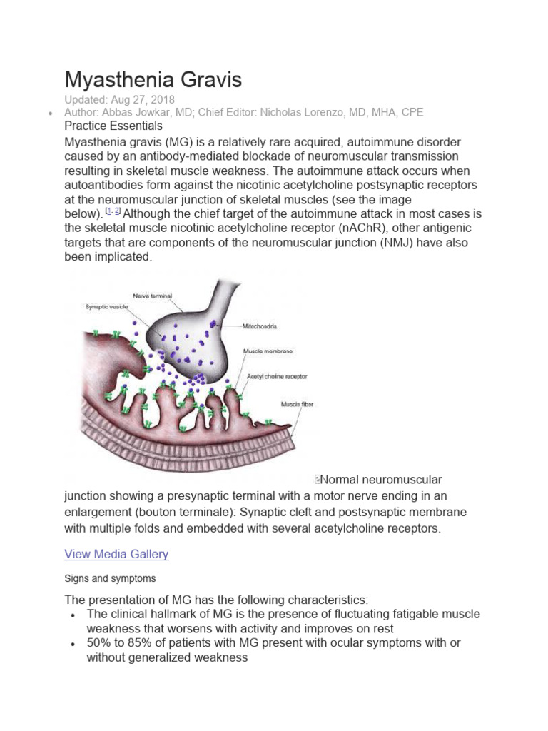 Myasthenia Gravis - EMEDICINE.2018.FCPS | PDF | Neuromuscular Junction ...