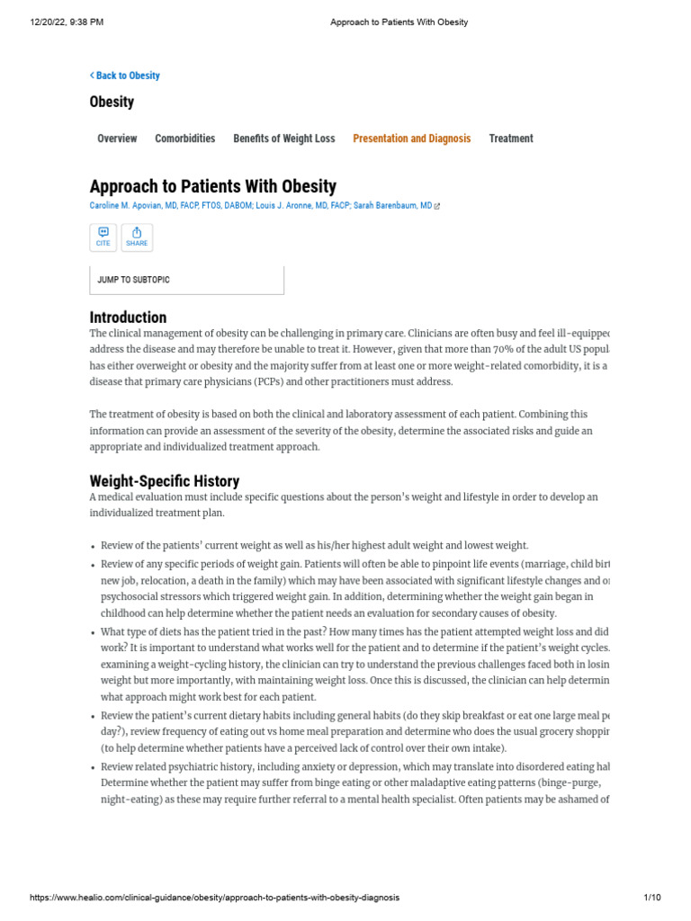 05.approach To Patients With Obesity | PDF | Body Mass Index | Adipose ...