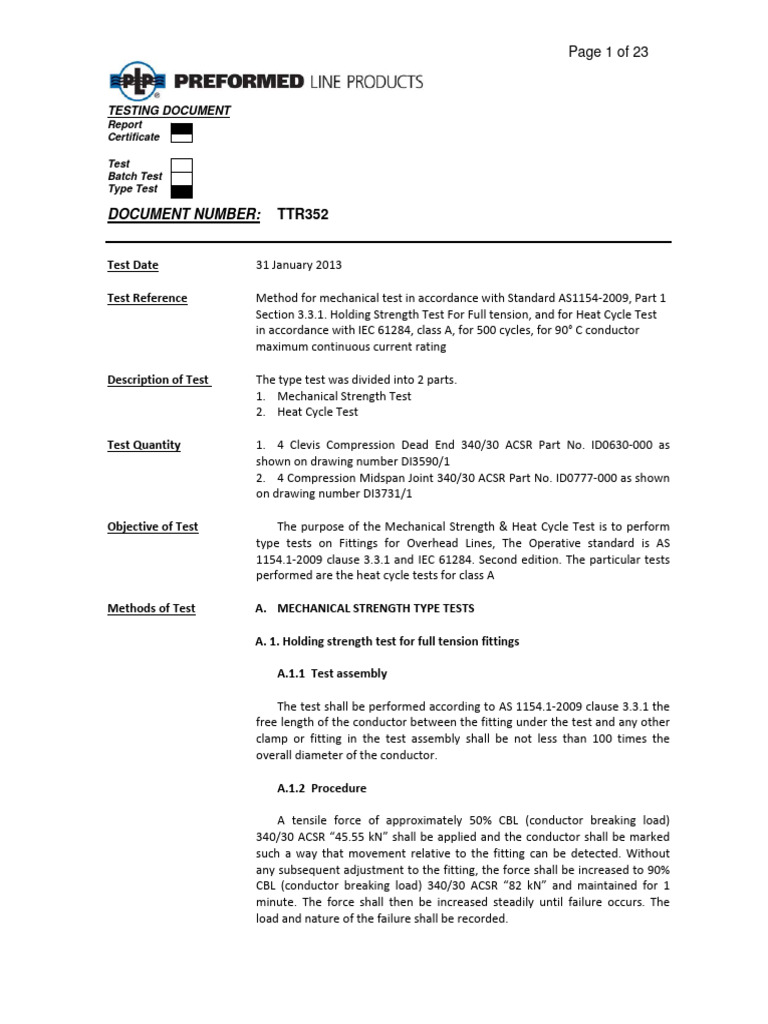 Testing Report for Compression Joints | PDF | Electrical Resistance And ...