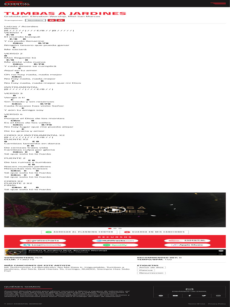 Tumbas a Jardines Elevation Worship Acordes y Letras Essential Worship