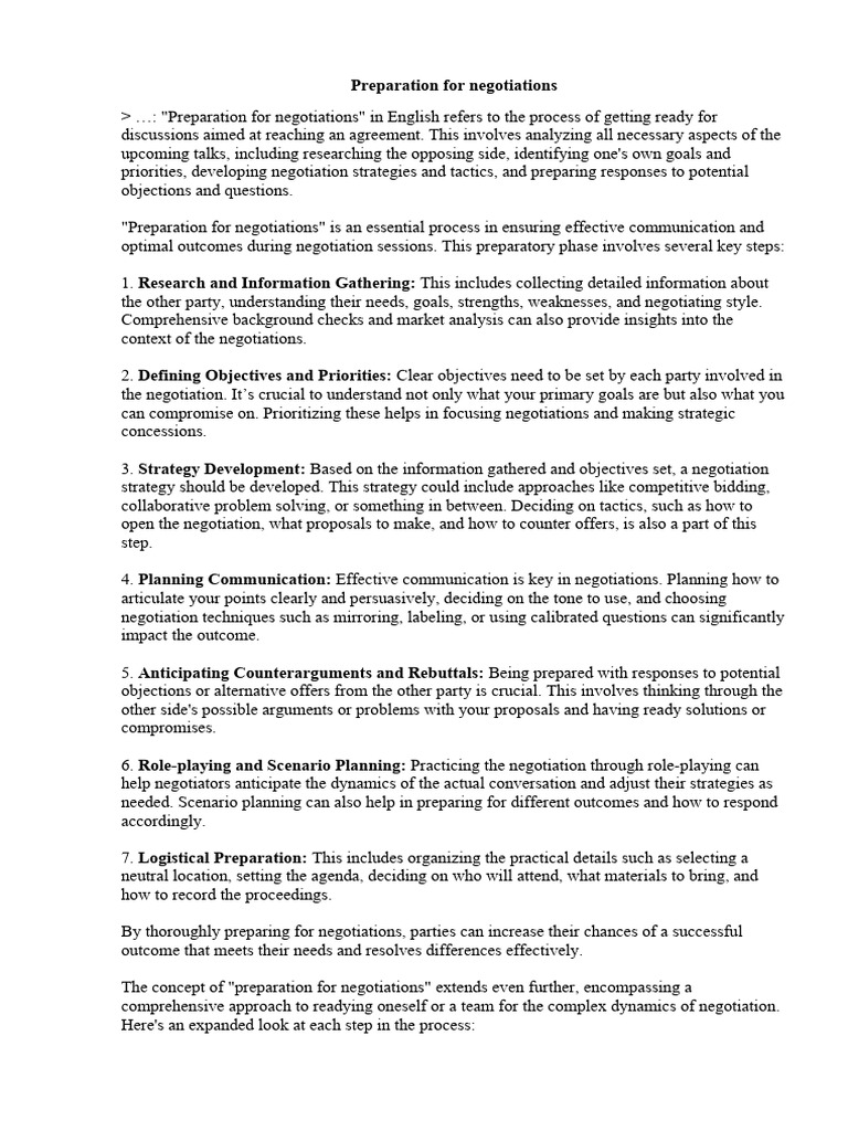 Effective Negotiation Preparation Guide | PDF | Negotiation | Simulation
