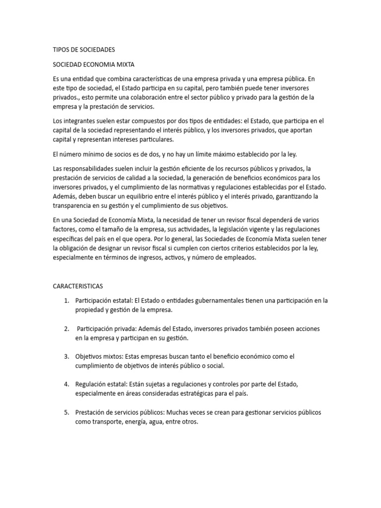Tipos de Sociedades | PDF | Sociedad | Business