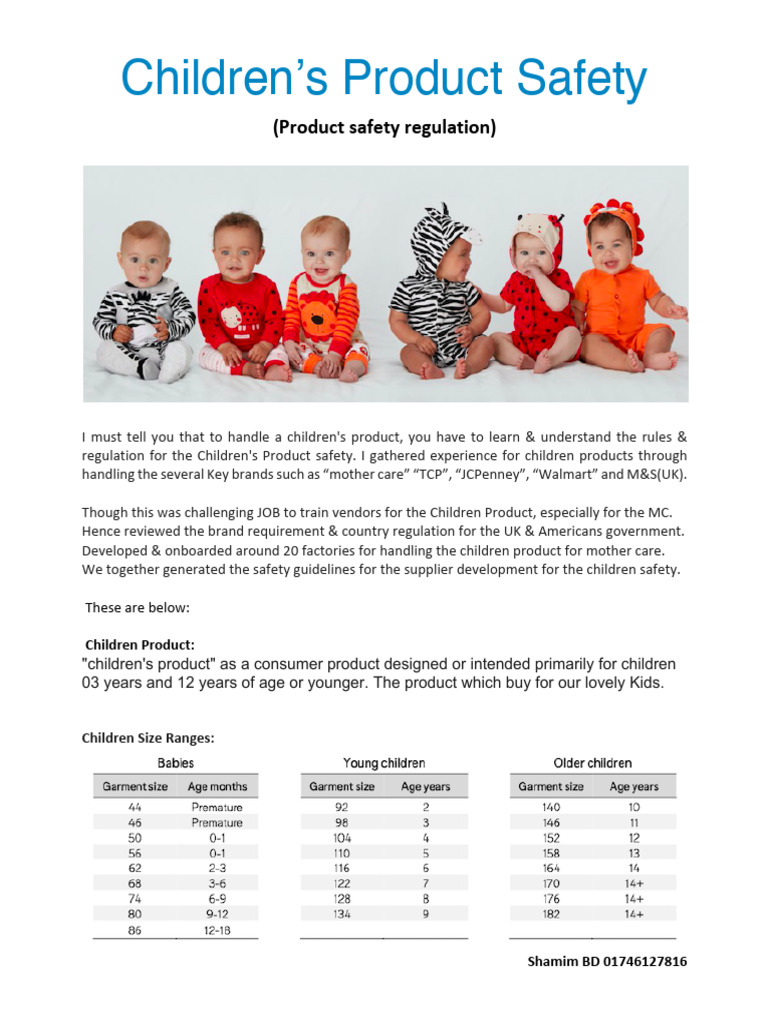 Children’s Product Safety.. PDF Textiles Clothing