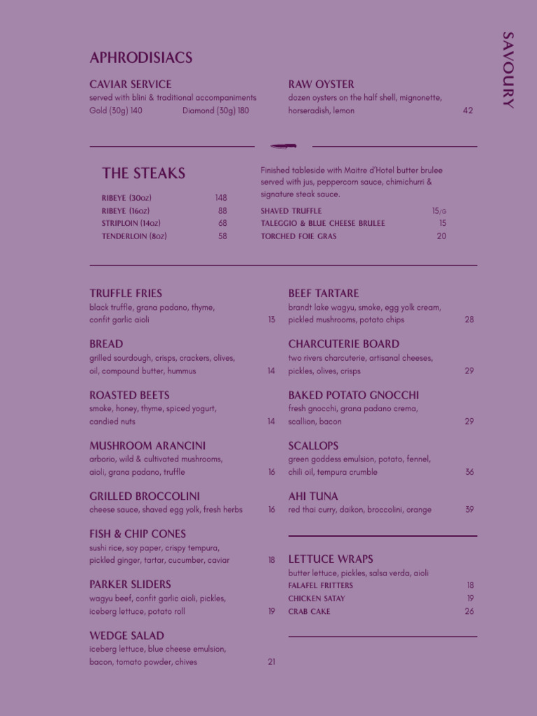 Parker+ +Dinner+Menu+ +web | PDF | Sauce | Potato Chip