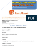 Bank of Baroda Reasoning & Banking Awareness Model Question Paper 2011 for Clerk Exam - TheOnlineGK