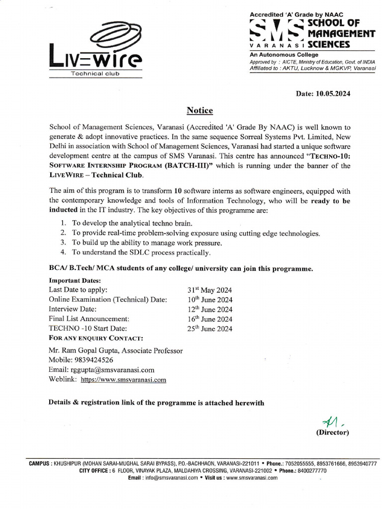 Notice - Techno 10 | Download Free PDF | Computing | Information Technology