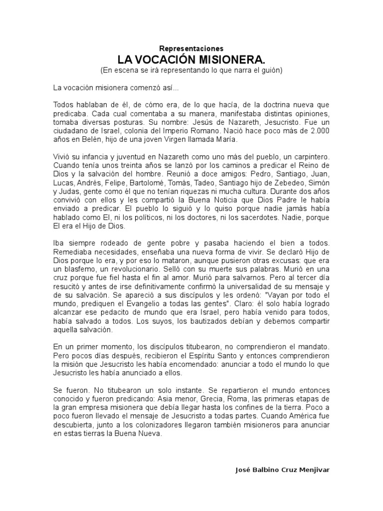 La Vocacion Misionera | PDF | Misionero | Jesús