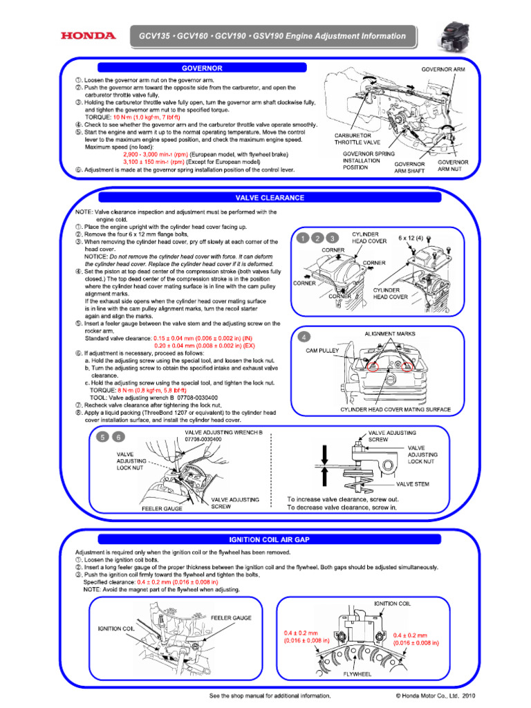 Honda GCV190 Valve Adjustment Guide PDF