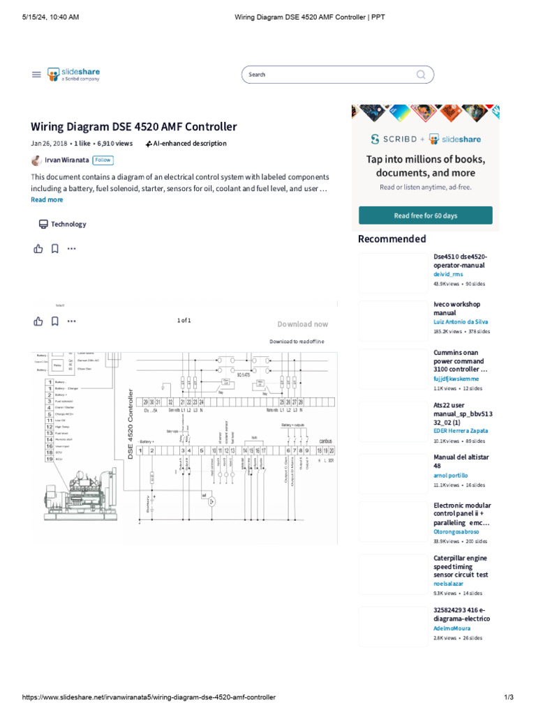 Wiring Diagram DSE 4520 AMF Controller _ PPT | PDF | Cummins