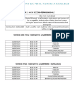 Year 11 a Level Schedule Second Term
