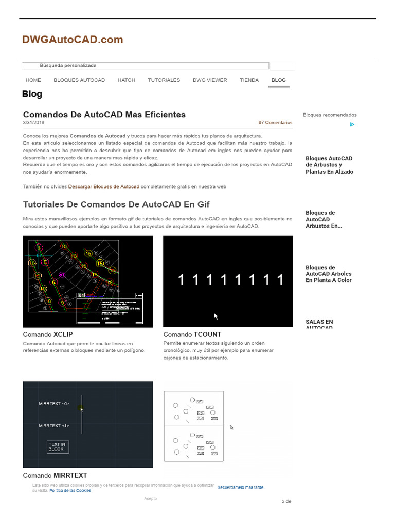 COMANDOS DE AUTOCAD Mas Eficientes | PDF | Cad automático | Cookie HTTP