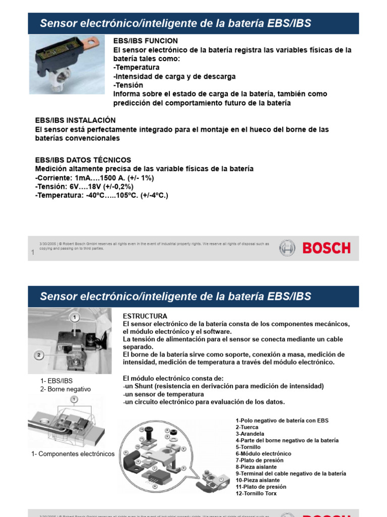 Sensor inteligente de batería EBS/IBS | PDF | Electrónica | Corriente ...