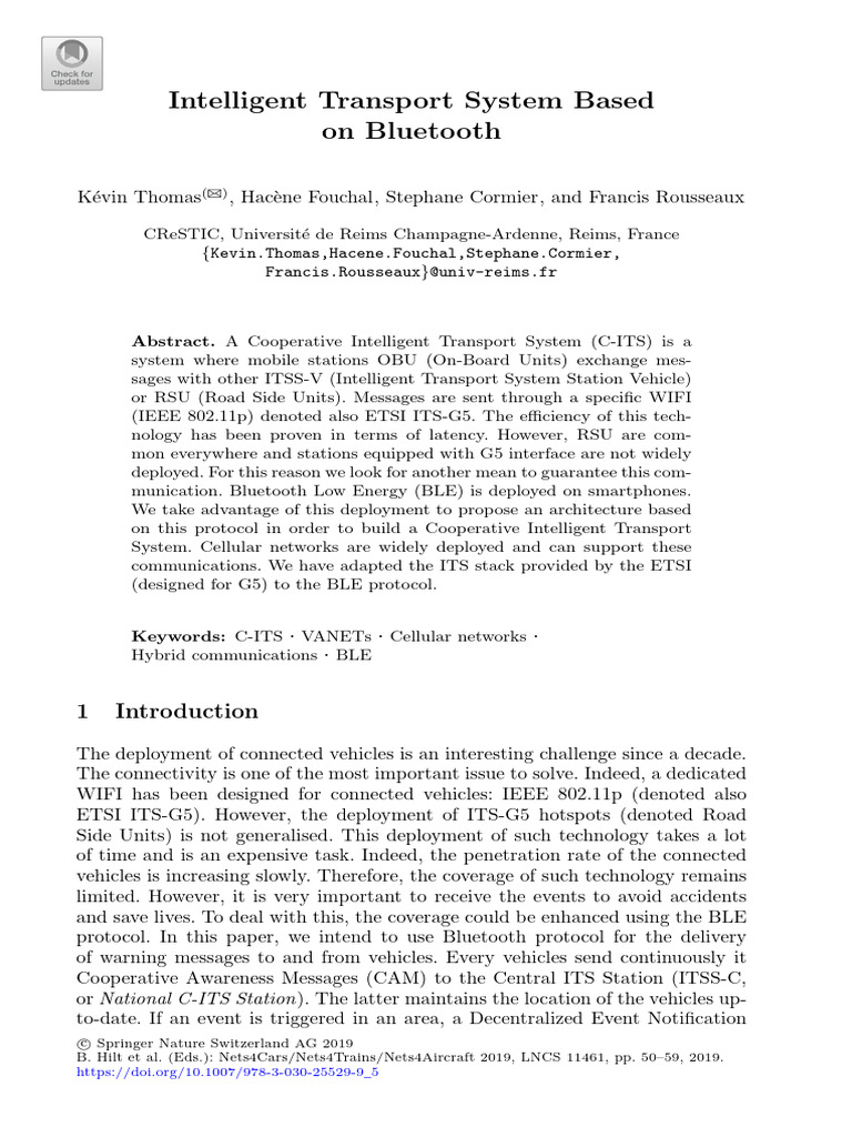 Bluetooth-Based Intelligent Transport System | PDF | Computer Network ...
