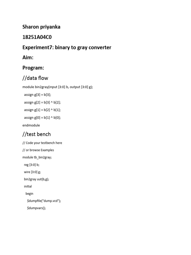 Binary To Gray Converter | PDF