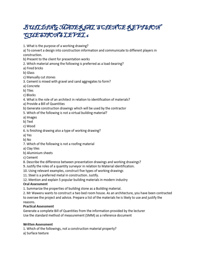 Building Material Science Level 6 Q&A | PDF | Concrete | Building Materials