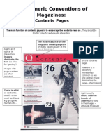 The Generic Conventions of Magazines- Contents
