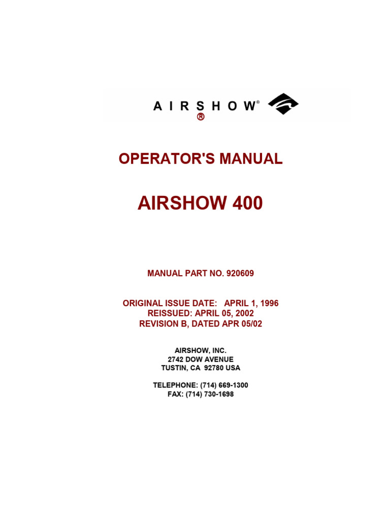 As400 Operator's Manual | PDF | Cockpit | Menu (Computing)