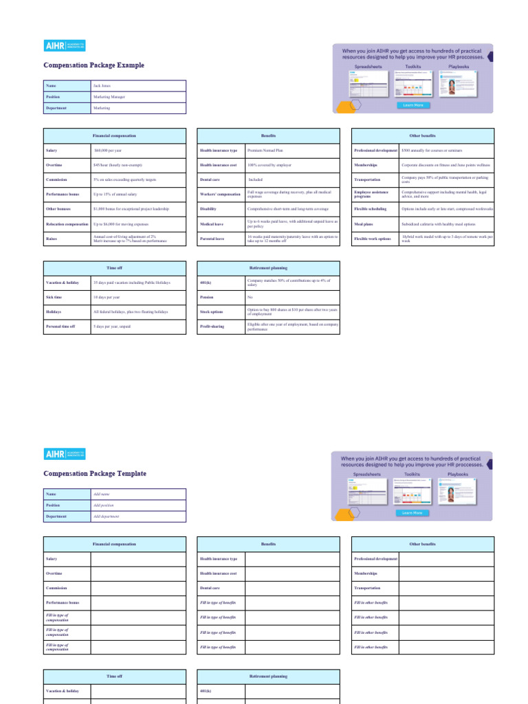 Compensation Package Example PDF Cost Of Living Employee Benefits
