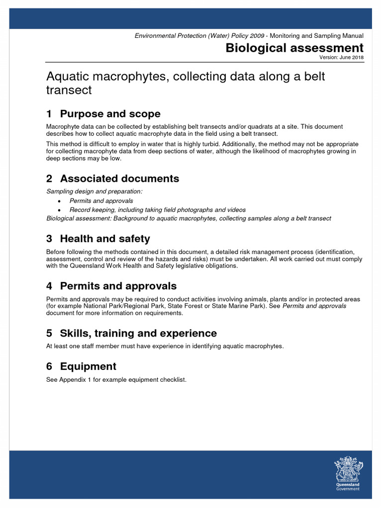 Aquatic Macrophyte Data Collection Guide | PDF | Earth Sciences | Water
