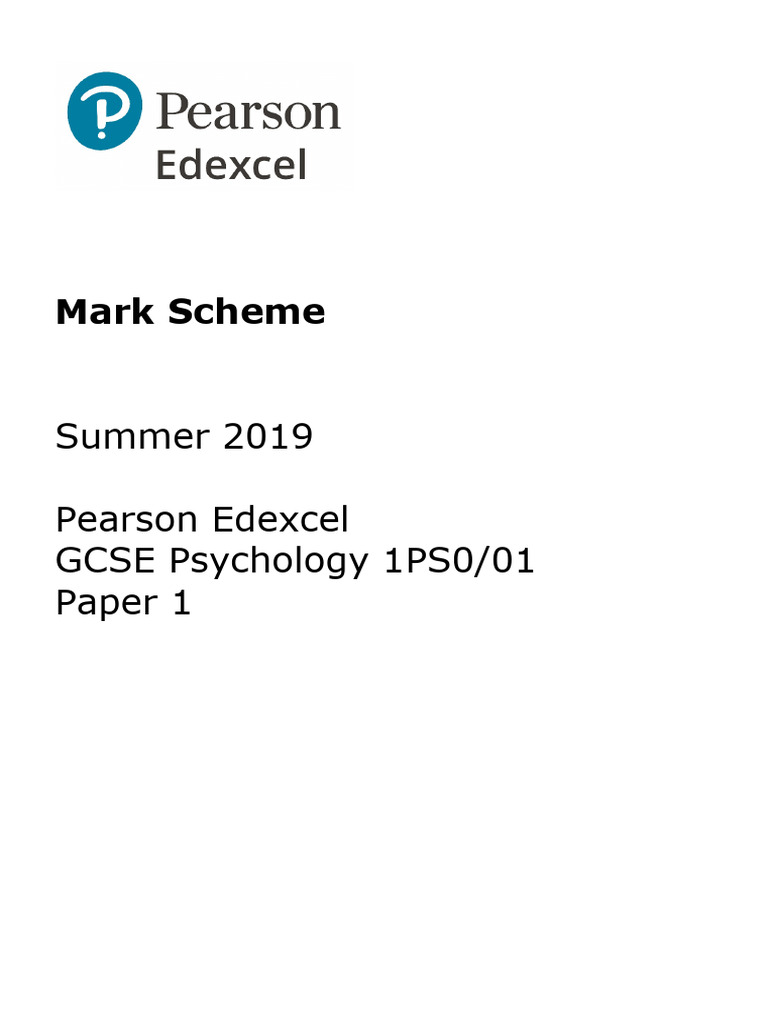 1ps0 May 2019 Paper 1 Ms Edexcel Gcse Psychology | PDF | Antidepressant ...