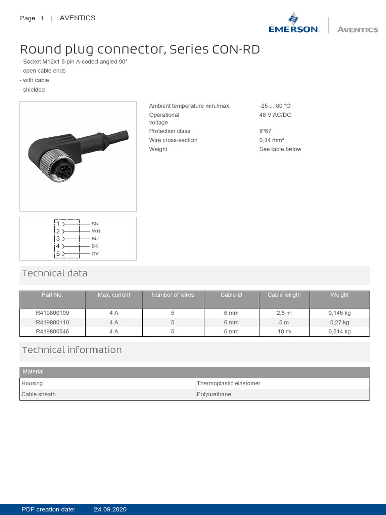 Round Plug Connector, Series CON-RD: Technical Data | PDF