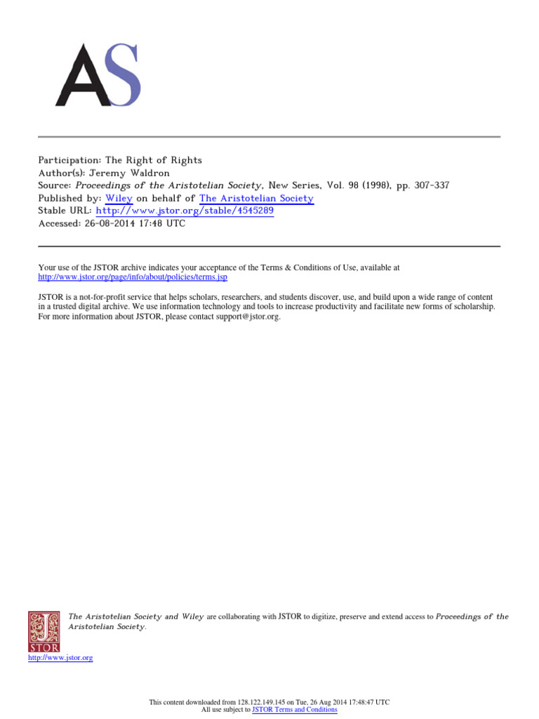 Participation as the Right of Rights | PDF | Rights | John Rawls