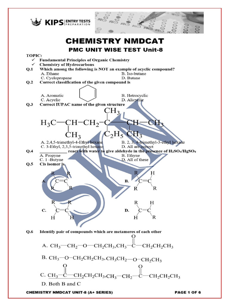 CHEMISTRY UNIT 08 (Principles of Organic Chemistry, HYDROCARBONS) KIPS ...