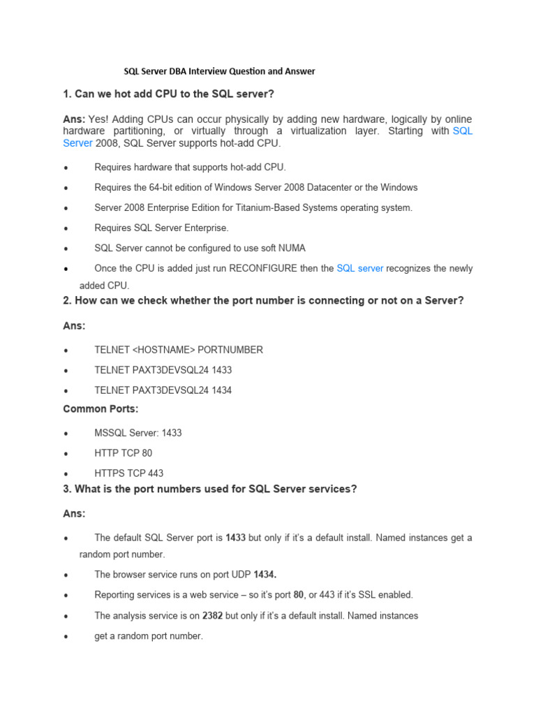 Sql server dba interview questions and answers pdf microsoft sql