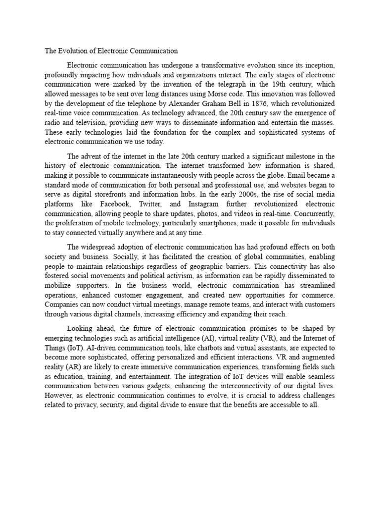 The Evolution of Electronic Communication | PDF | Telecommunications ...