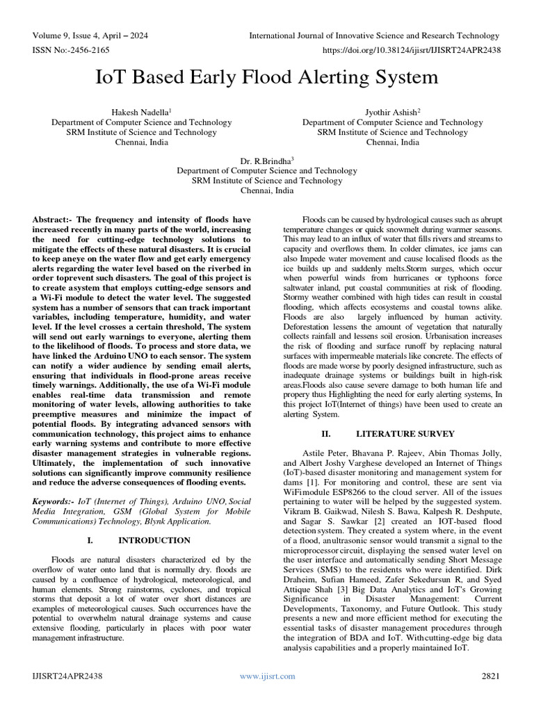 IoT Flood Alert System for Disaster Management | PDF | Internet Of ...